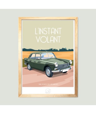 Affiche Instant Volant - Peugeot 404 - vintage decoration 