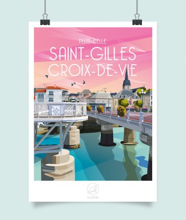 Affiche St Gilles Croix de Vie - vintage decoration 
