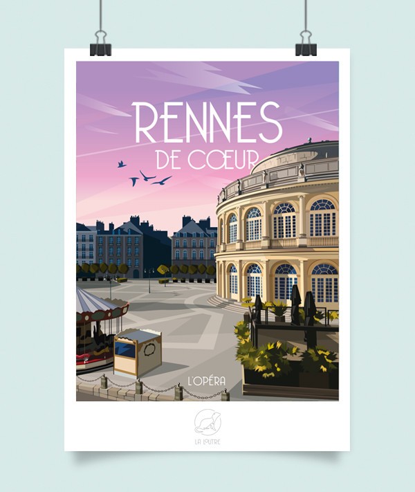 Affiche Rennes - L'Opéra vintage