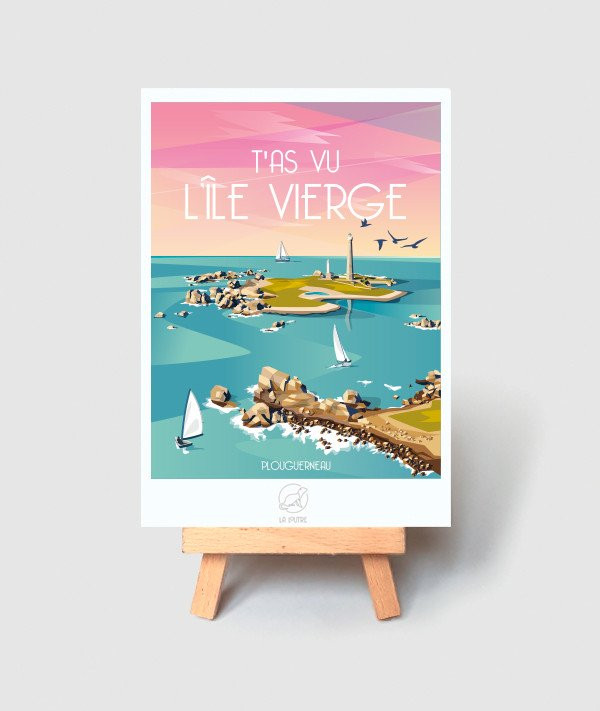 Carte Postale Vintage Île Vierge - La Loutre Format Carte Postale