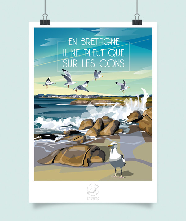 Affiche Inspirante Vintage Chez Toi - La Loutre Format 42 x 59,4 cm - A2