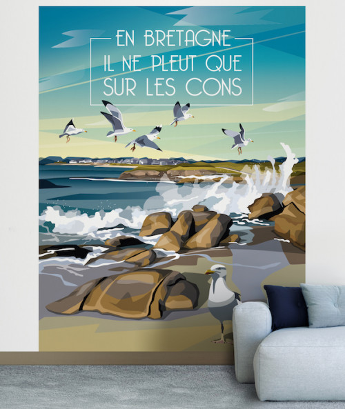 wall murals seagulls beach