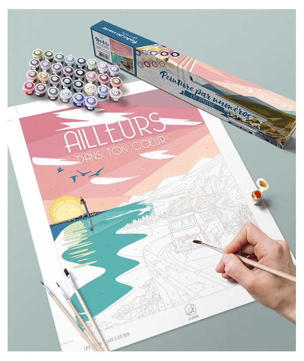 Kit Peinture par numéros paysage Ailleurs road trip combi - 32 couleur