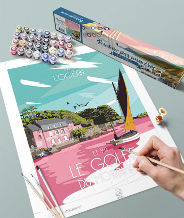 Kit Peinture par numéros paysage du Golfe du Morbihan - 32 couleurs