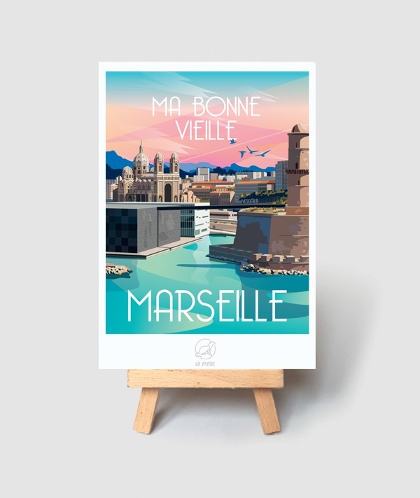 Photo en cadre - Vue de la mer sur Marseille en France cadre photo noir  avec