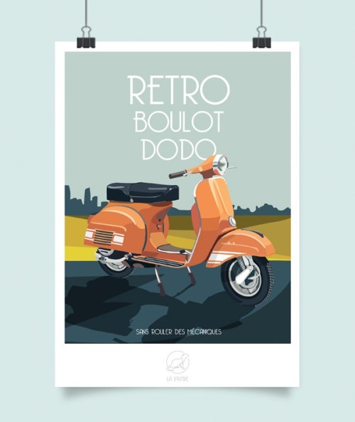 Affiche Rétro Boulot Dodo - Vespa - vintage decoration 