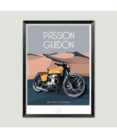 Affiche Passion Guidon - Honda 750 Four - vintage decoration 